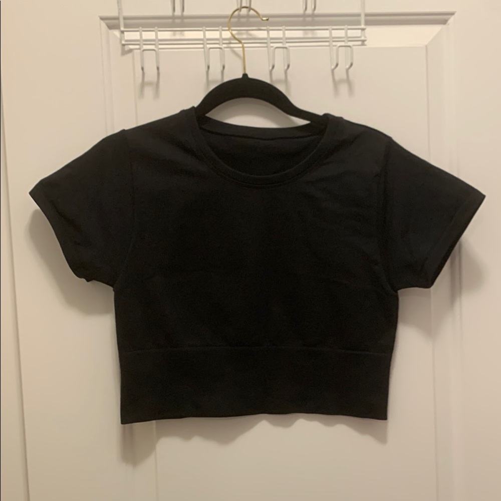 Aerie Black Crop Short Sleeve Tee